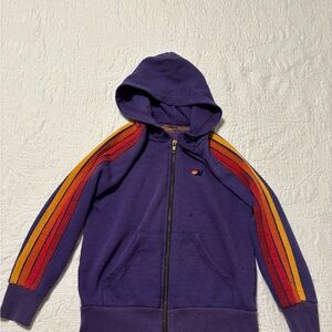 Aviator Nation Kids Hoodie in Purple with Striped Sleeves size 8